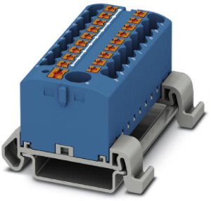 Verteilerblock, Push-in-Anschluss, 0,14-4,0 mm², 19-polig, 24 A, 8 kV, blau, 3273244