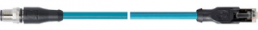 Patchkabel, M12-Kabelstecker, gerade auf M12-Kabelstecker, gerade, Cat 5e, SF/UTP, PUR, 1 m, blau