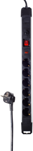 Steckdosenleiste, 6-fach, 1.5 m, 16 A, mit Überspannungsschutz, schwarz/silber, BS09-20565