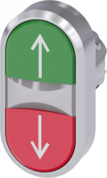 Doppeldrucktaster, beleuchtbar, tastend, Bund oval, grün/rot, Einbau-Ø 22.3 mm, 3SU1051-3AB42-0AN0
