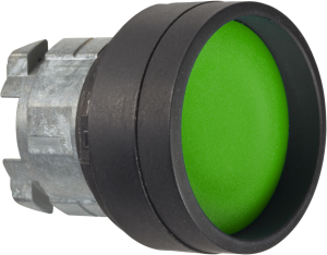 Drucktaster, tastend, Bund rund, grün, Frontring schwarz, Einbau-Ø 22 mm, ZB4BA367