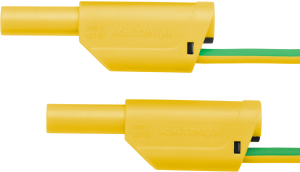 Messleitung mit (4 mm Stecker, gefedert, gerade) auf (4 mm Stecker, gefedert, gerade), 1.5 m, grün/gelb, PVC, 2,5 mm², CAT III