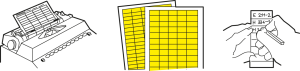 PVC Etikett, (L x B) 20 x 5 mm, gelb, Trägerkarte mit 88 Stk