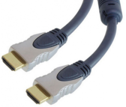 HDMI Kabel, HDMI Stecker Typ A auf HDMI Stecker Typ A, vergoldet, 10 m, dunkelblau