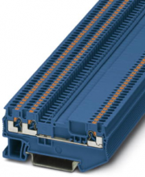 Durchgangsklemme, Push-in-Anschluss, 0,14-1,5 mm², 3-polig, 17.5 A, 6 kV, blau, 3210319