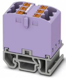 Verteilerblock, Push-in-Anschluss, 0,14-4,0 mm², 6-polig, 24 A, 8 kV, violett, 3274116