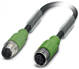 Sensor-Aktor Kabel, M12-Kabelstecker, gerade auf M12-Kabeldose, gerade, 4-polig, 3 m, PUR, schwarz, 4 A, 1500871