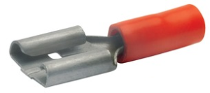 Isolierte Flachsteckhülse, 2,8 x 0,5 mm, 0,5 bis 1,0 mm², AWG 20 bis 18, Messing, verzinnt, rot, 8201