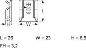 Flachkabelhalter, max. Bündel-Ø 3.2 mm, Polyamid, natur, selbstklebend, (L x B x H) 26 x 23 x 6.5 mm