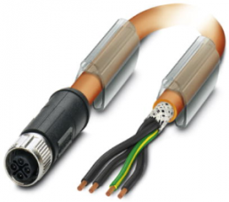 Sensor-Aktor Kabel, M12-Kabeldose, gerade auf offenes Ende, 4-polig, 10 m, PUR, orange, 12 A, 1424099