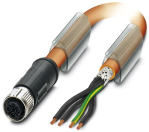 Sensor-Aktor Kabel, M12-Kabeldose, gerade auf offenes Ende, 4-polig, 5 m, PUR, orange, 12 A, 1424098