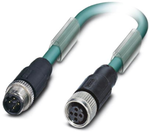 Sensor-Aktor Kabel, M12-Kabelstecker, gerade auf M12-Kabeldose, gerade, 4-polig, 5 m, PUR, blau, 4 A, 1569540
