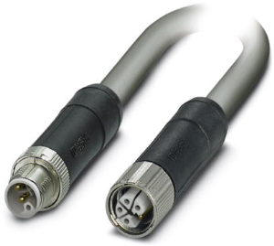 Sensor-Aktor Kabel, M12-Kabelstecker, gerade auf M12-Kabeldose, gerade, 5-polig, 0.3 m, PUR, grau, 16 A, 1425009