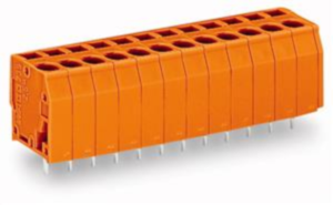 Leiterplattenklemme, 10-polig, RM 5.08 mm, 0,08-2,5 mm², 24 A, Käfigklemme, orange, 739-160