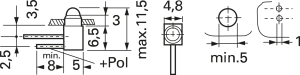 LED-Gehäuse, unbestückt, 3 mm, Leiterplattenanschluss, IP 67