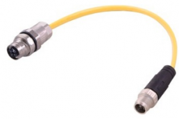 Sensor-Aktor Kabel, M12-Kabelstecker, gerade auf M12-Kabeldose, gerade, 8-polig, 1 m, PUR, gelb, 0948C072756010