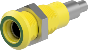 4 mm Buchse, Lötanschluss, Einbau-Ø 8.1 mm, gelb/grün, 64.3042-20