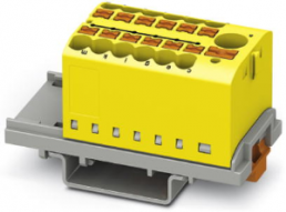 Verteilerblock, Push-in-Anschluss, 0,14-4,0 mm², 13-polig, 24 A, 8 kV, gelb, 3273094