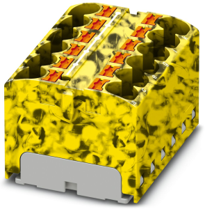 Verteilerblock, Push-in-Anschluss, 0,2-6,0 mm², 12-polig, 32 A, 6 kV, gelb/schwarz, 3273832