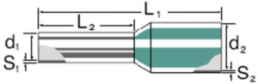 Isolierte Aderendhülse, 0,75 mm², 16 mm/10 mm lang, DIN 46228/4, grau, 2091010000