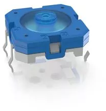 Kurzhubtaster, 1 Schließer, 0,1 A/35 V, unbeleuchtet, Betätiger (blau, L 1.11 mm), 2,5 N, THT