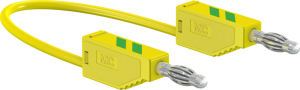 Messleitung mit (4 mm Stecker, gefedert, gerade) auf (4 mm Stecker, gefedert, gerade), 1.5 m, grün/gelb, PVC, 1,0 mm², CAT O