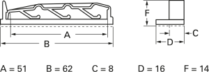 Befestigungssockel, Polyamid, lichtgrau, selbstklebend, (L x B x H) 62 x 16 x 14 mm