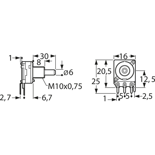 63250-01600/5K POSLOG ALPHA Potentiometer Bild 2