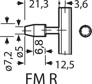 Betätigungsknopf, Ø 7.19 mm, (H) 12.5 mm, schwarz, für Druckschalter, 115-0058-001
