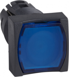 Drucktaster, tastend, Bund quadratisch, blau, Frontring schwarz, Einbau-Ø 16 mm, ZB6CW6