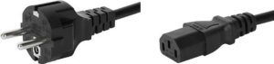 Geräteanschlussleitung, Europa, Stecker Typ E + F, gerade auf C13-Kupplung, gerade, H05VV-F3G1,0mm², schwarz, 2.5 m