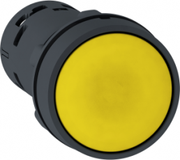 Drucktaster, tastend, Bund rund, gelb, Frontring schwarz, Einbau-Ø 22 mm, XB7NA81