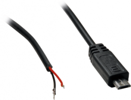 USB 2.0 Anschlussleitung, Micro-USB Stecker Typ B auf offenes Ende, 1.8 m, schwarz