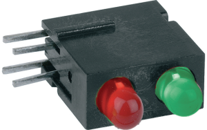 LED-Signalleuchte, rot/grün, 20 mcd, RM 2.54 mm, LED Anzahl: 2