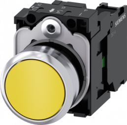 Drucktaster, gelb, unbeleuchtet, Einbau-Ø 22.3 mm, IP20/IP66/IP67/IP69/IP69K, 3SU1150-0AB30-1BA0