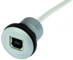 USB 2.0 Kabel für Frontplattenmontage, USB Buchse Typ B auf USB Stecker Typ B, 0.5 m, silber