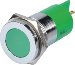LED-Signalleuchte, 24 V (AC), 24 V (DC), grün, 10 mcd, Einbau-Ø 22 mm, RM 1.25 mm, LED Anzahl: 1