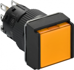 Drucktaster, Bund quadratisch, orange, Frontring schwarz, Einbau-Ø 16 mm, XB6ECF8B1P