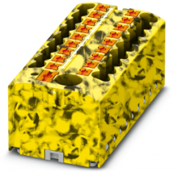 Verteilerblock, Push-in-Anschluss, 0,14-4,0 mm², 19-polig, 24 A, 6 kV, gelb/schwarz, 3273394