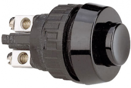 Drucktaster, 1-polig, schwarz, unbeleuchtet, 0,7 A/250 V, Einbau-Ø 15.2 mm, IP40/IP65, 1.10.001.151/0104