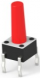 Kurzhubtaster, Schließer, 50 mA/24 VDC, unbeleuchtet, Betätiger (rot, L 9.4 mm), 2,54 N, THT
