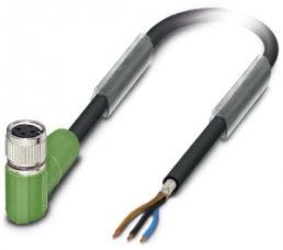 Sensor-Aktor Kabel, M8-Kabeldose, abgewinkelt auf offenes Ende, 3-polig, 5 m, PUR, schwarz, 4 A, 1521782