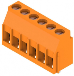 Leiterplattenklemme, 6-polig, RM 5 mm, 0,08-6,0 mm², 20 A, Zugbügel, orange, 1001740000