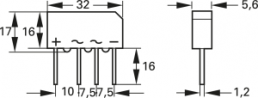 Silizium-Brückengleichrichter, SIL, 80 V, 2,2 A