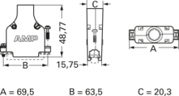 D-Sub Steckverbindergehäuse, Größe: 4 (DC), gerade 180°, Kabel-Ø 8,89 mm, Zinkdruckguss, silber, 5745174-5
