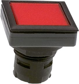Drucktaster, beleuchtbar, Bund quadratisch, rot, Frontring schwarz, 1.30.090.001/1300