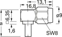 SMA Stecker 50 Ω, RG-174/U, RG-188A/U, RG-316/U, abgewinkelt, 100027634