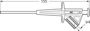 Klemmprüfspitze, gelb, max. 2,5 mm, L 155 mm, CAT II, Buchse 4 mm, 24.0224-24