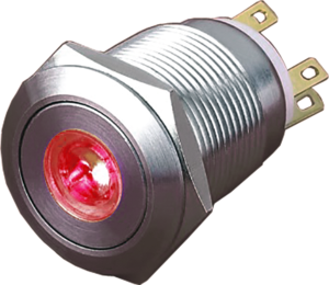 Drucktaster, 1-polig, silber, beleuchtet (rot), 5 A/250 V, Einbau-Ø 19 mm, IP65, PAV19BMFW1C6N