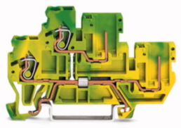 2-Leiter/2-Pin-Schutzleiterklemme, Federklemmanschluss, 0,08-2,5 mm², 1-polig, 16 A, 6 kV, gelb/grün, 870-107